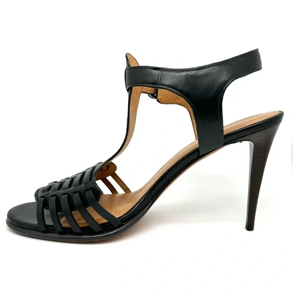 🎉COACH Izzy Leather Black Strappy Sandals 10 - Picture 5 of 16